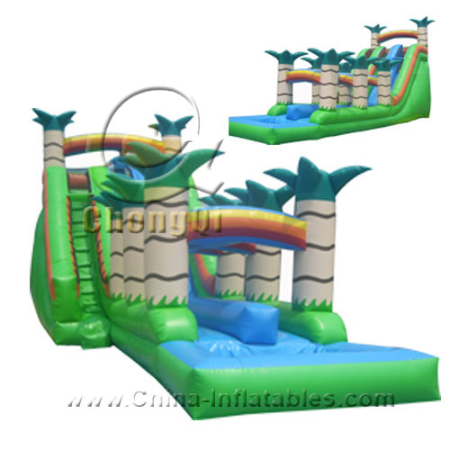 hot inflatable water slide palm tree jungle